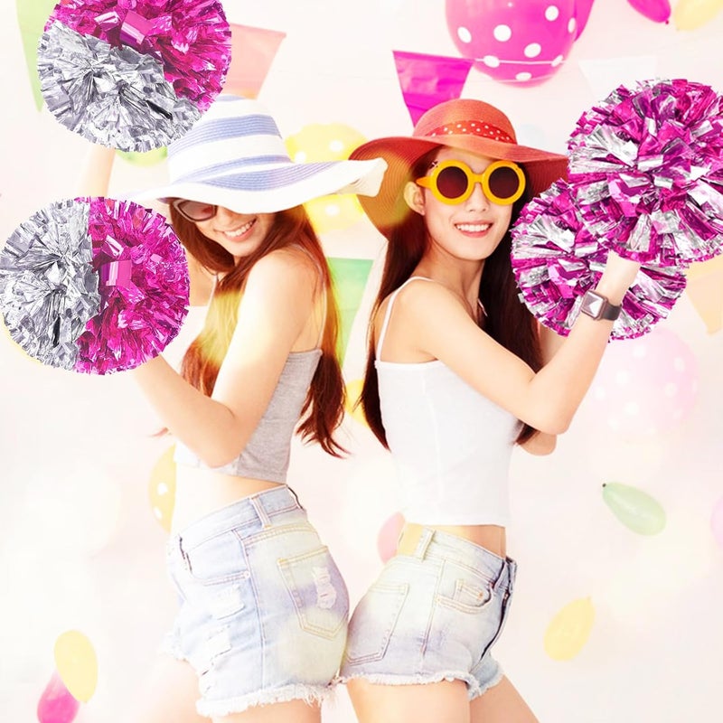 HOLENGS 4Pcs Upgraded 12inch Metallic Cheerleading Pom Poms, Cheerleader Pompoms Cheer Poms for Kids Adults, Cheering Squad Pompoms for School Sports Games Dance Party - Image 5